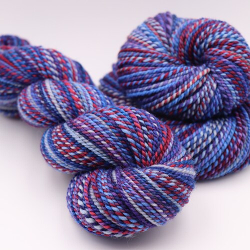Multi-skein Handspun Yarn, Bulky weight, SAILOR'S DELIGHT, Handpainted Falkland wool, 318 yards, hand spun yarn, shops gift for knitter
