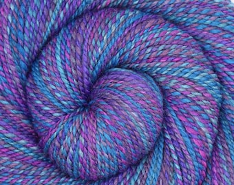 Handspun Yarn, Worsted weight - SEASCAPE - Hand dyed Gray Merino /Tussah Silk blend, 212 yards, gift for knitter