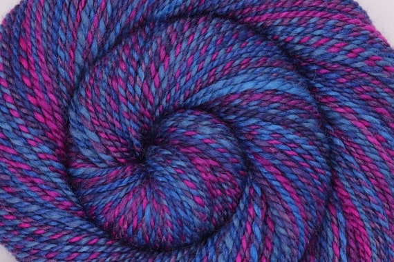 Handspun Yarn, Worsted weight, SOMETHING WICKED, Handdyed Bluefaced Leicester wool /Silk, 206 yards, hand spun, BFL silk yarn