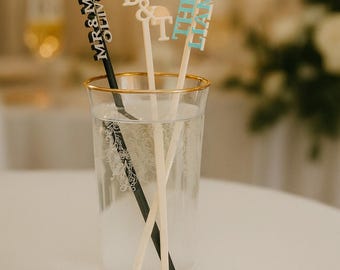 Custom Drink Stirrers • Personalized Cocktail Sticks • Wedding Stir Sticks • Party Drink Decorations • Custom Name Bar Accessory- (6 Inches)