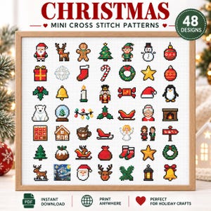 Christmas Cross Stitch Pattern PDF, Christmas Advent Calendar, Holiday Cross Stitch, Santa & Winter Motifs, DMC Pattern, Pattern Keeper