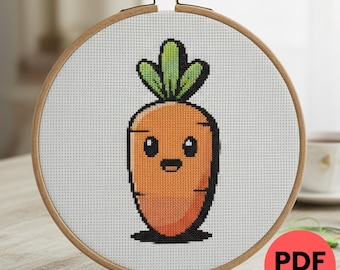 ニンジンのクロスステッチパターン：野菜畑の刺繍（PDF） - Etsy 日本