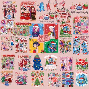May include: A collage of festive Christmas-themed illustrations and graphics. The designs feature anime-style characters, seasonal decorations, and text including "Merry Christmas" and "Most Wonderful Time of the Year."
