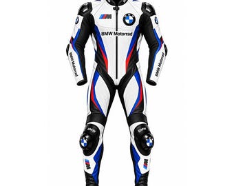 Custom BMW Leather Racing Suit, One-Piece Biker Gear, Protective Motorbike Suit
