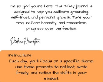 7-Day Self-Growth Journal | Printable PDF | Daily Prompts & Reflection Workbook
