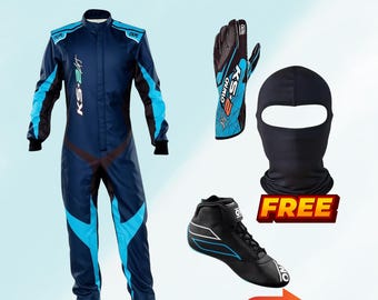 Traje de carreras de karts con impresión digital, nivel 2 - Kit completo (incluye guantes, zapatos y pasamontañas gratis)