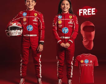 Tuta da kart per bambini e adulti, gara di kart per bambini, costume, fan di F1, sport motoristici, passamontagna gratis
