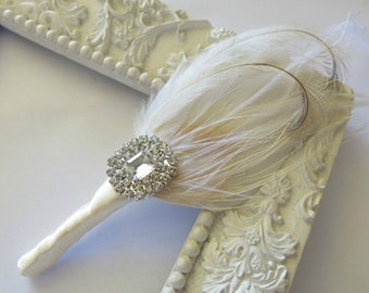 Boutonniere Piuma di pavone Avorio Bianco Champagne, Matrimonio Sposo Groomsmen Spilla da bavero, Classico Boho Stile Matrimonio Moderno #2