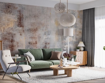 Abstrakte Tapete aus Beton, Schälen und Aufkleben, Wandbild, Rustikales Graues Abziehbild