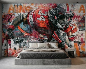 Peel and Stick, Non Woven Wallpaper, Football Mural