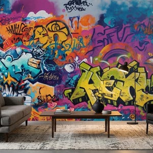 Colorful Graffiti Wall Mural Street Art Peel and Stick - Etsy 日本