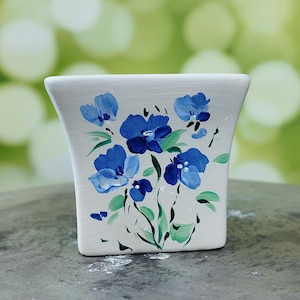Hand-Painted Terracotta Pot | with Drainage | Square planter