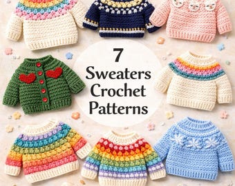 7 Easy Baby Sweater Pattern PDF, Crochet Baby Cardigan, Newborn Sweater Crochet Pattern, Kids Cardigan DIY Tutorial, Digital Download