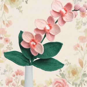 Virkmönster för orkidé, virkmönster för eleganta blommor, virkmönster för heminredning, virkmönster för blomkorg, digital nedladdning