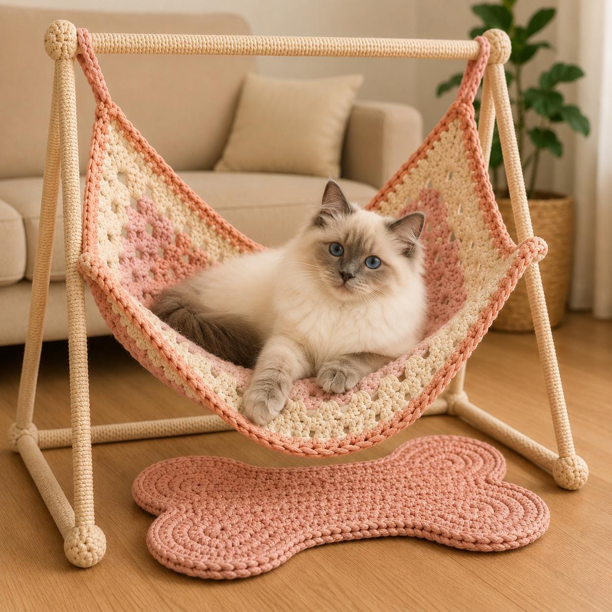 30 Crochet Hammock Patterns for Home, Pets, and Playful Storage 15 2-in-1 Crochet Pet Hammock Pattern, Cat Hammock Crochet Pattern