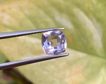 Natural spinel cut gemstone unique purple grey color cushion shape 0.93 carat 6.2x6.2x2.9 mm