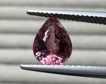Natural pink tourmaline faceted gemstone pear shape 2.15 carat 9x6.6x6 mm
