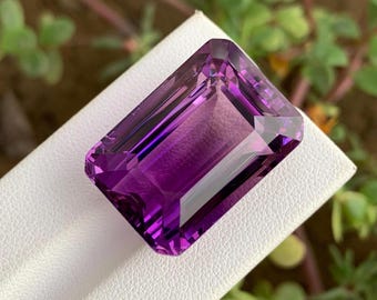 Amethyst faceted gemstone very good purple color octagon shape 61.38 carat 25x17.8x16.6 mm