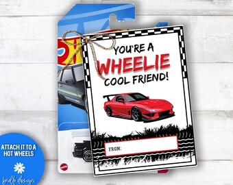 Wheelie Cool Friend, Valentijn Afdrukbaar, Hot Wheels Valentine, Cool Valentines, Kleuterschool, Jongen Valentijn, Raceauto Valentijn, Afdrukbare Tag, Afdrukbare Tag