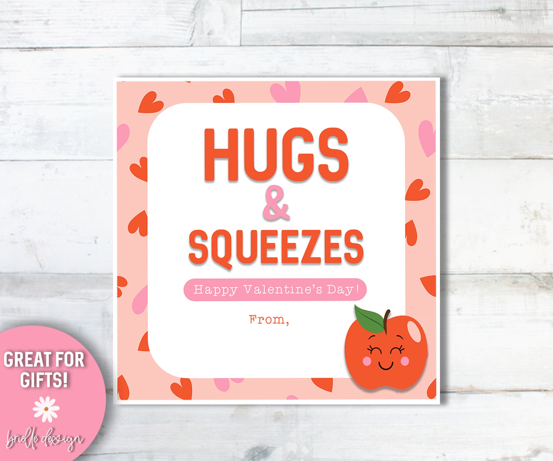 Hugs and Squeezes Valentine Printable Valentines Tag Class Treat Hugs and Squeezes Valentine Printable Valentines Tag Class Treat