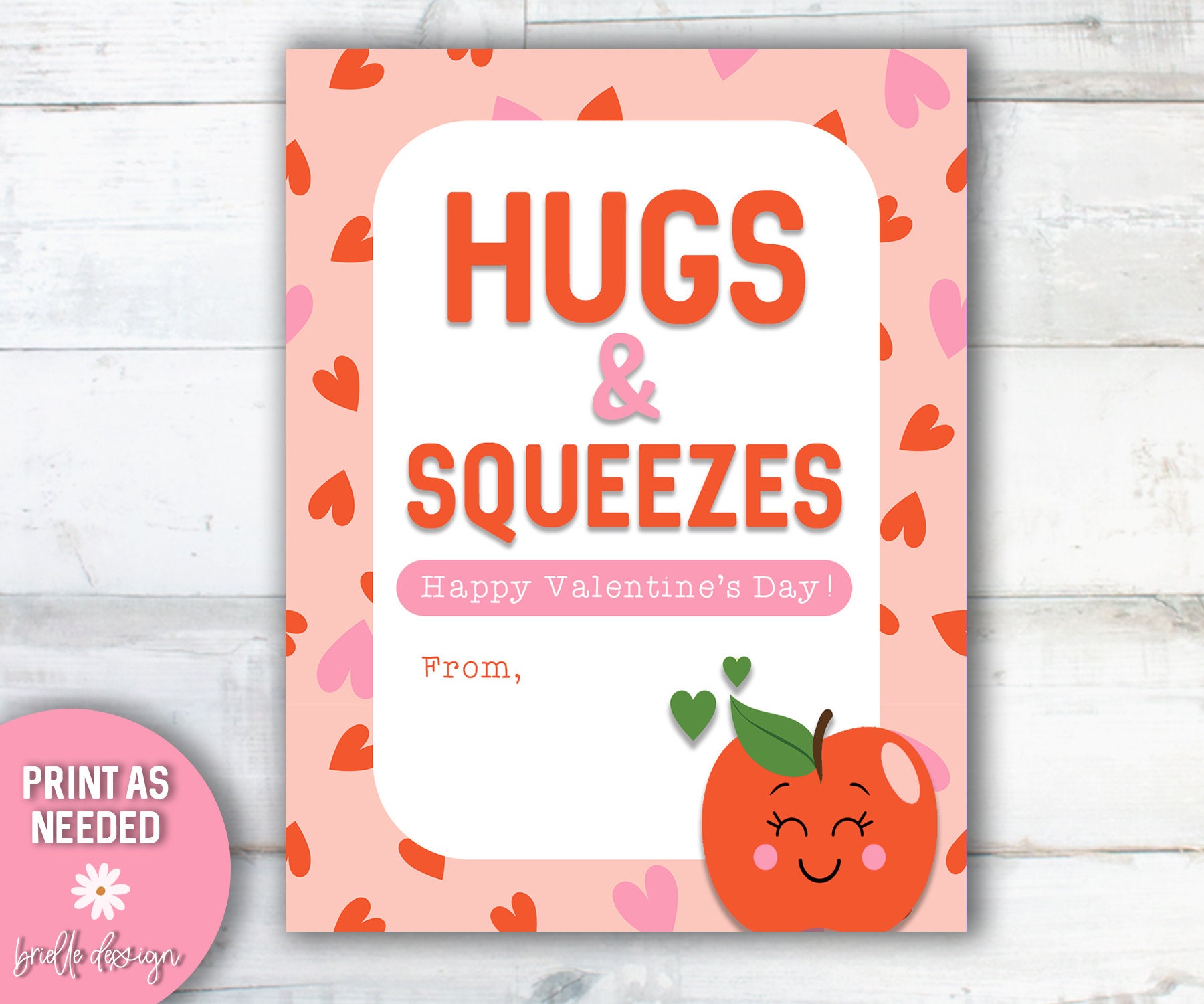 Hugs and Squeezes Valentine Printable Valentines Tag Class Treat Hugs and Squeezes Valentine Printable Valentines Tag Class Treat