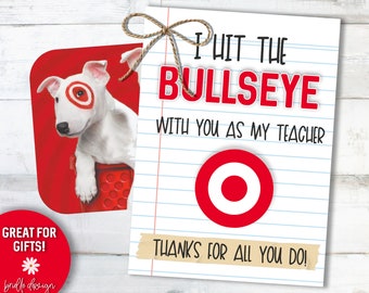 Target Teacher Gift, Teacher Appreciation, Target Gift Card, Best Teacher, Bullseye, End of School Year Gift, Digital File, Instant Download