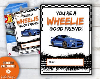 Wheelie Good Friend, Valentijn Afdrukbaar, Hot Wheels Valentine, Cool Valentines, Kleuterschool, Jongen Valentijn, Raceauto Valentijn, Afdrukbare Tag, Afdrukbare Tag
