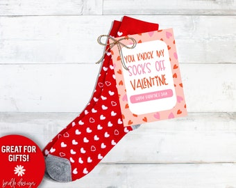 Knock My Socks Off, Valentine Printable, Valentines Tag, Funny Valentine, Valentine Socks, Cute Printable, Gift for Husband, Gift for Wife