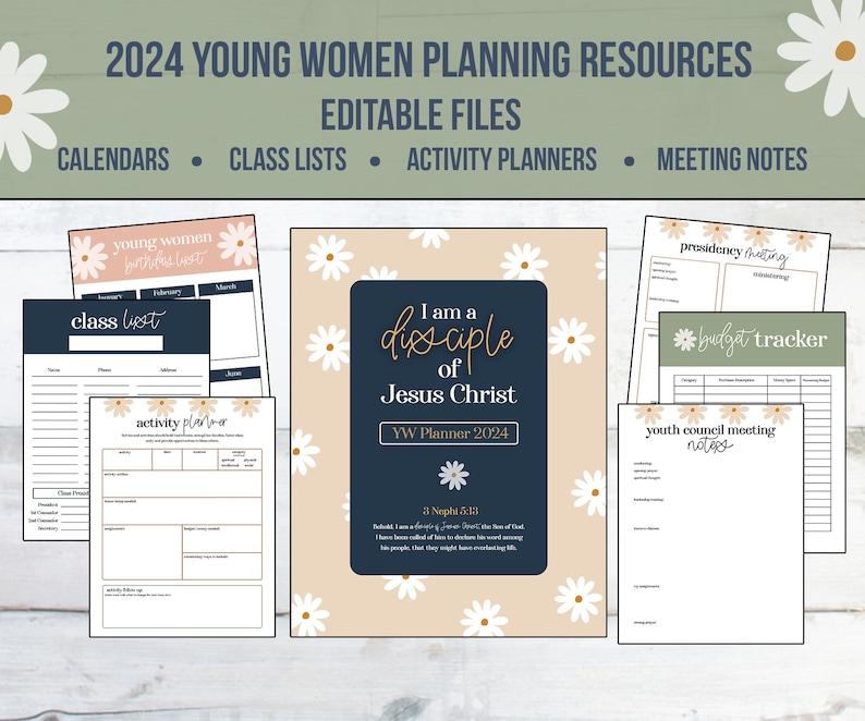 2024 Young Women Planner, Editable YW, Printable Binder, Editable ...