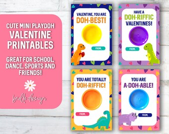 PlayDoh Valentine, Valentine Printable, Valentine Tag, Non Food Valentine, Preschool,Class Valentine,Dinosaur Valentine,Valentine Play Dough
