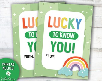 Lucky To Know You, St Patricks Day Printable, Class Treat, Leprechaun Gift, St Patricks Day Gift, St Patty Tag, Coworker, Neighbor, Teacher