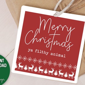 Frohe Weihnachten Ya dreckiges Tier | Printable Tag | Handseife Geschenk | Nachbar, Lehrer, Mitarbeiter Geschenk | ZWEI GRÖSSEN 4x6, 8.5x11 | Digitale Datei