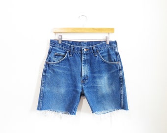 Vintage 1970s Denim Shorts | Faded Denim 1970s 80s Cut Off Jean Shorts | unisex waist 32