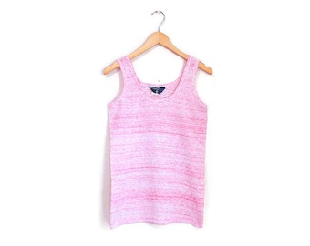 Vintage 1970s Space Dyed Tank Top | Pink Knit 1970s Tank Top | unisex size small