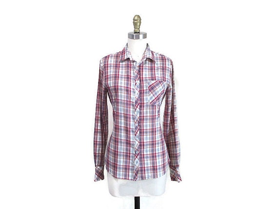 Vintage 1970s Plaid Shirt | Soft and Thin 1970s W… - image 1