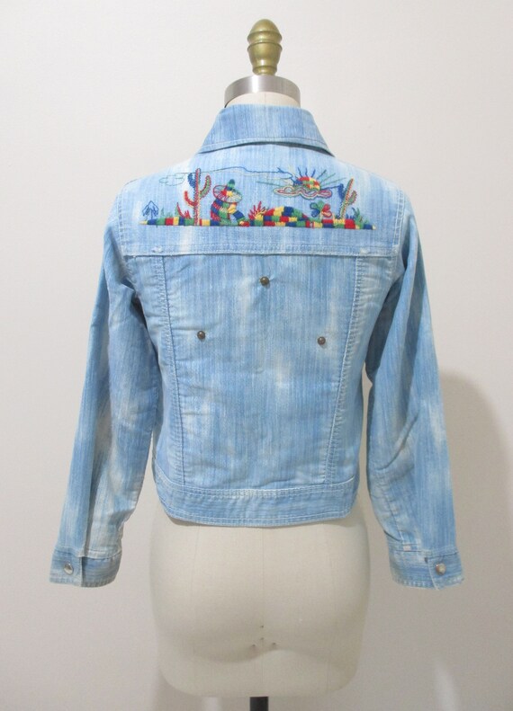 Vintage 1970s Embroidered Jacket | Ombre Denim 19… - image 5