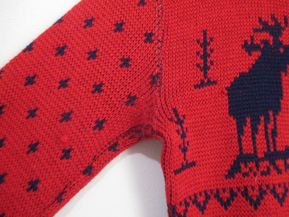 Vintage 1940s Sweater | Red Reindeer Print 1940s … - image 6