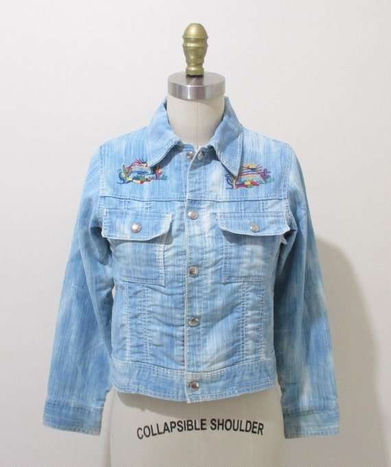 Vintage 1970s Embroidered Jacket | Ombre Denim 19… - image 2