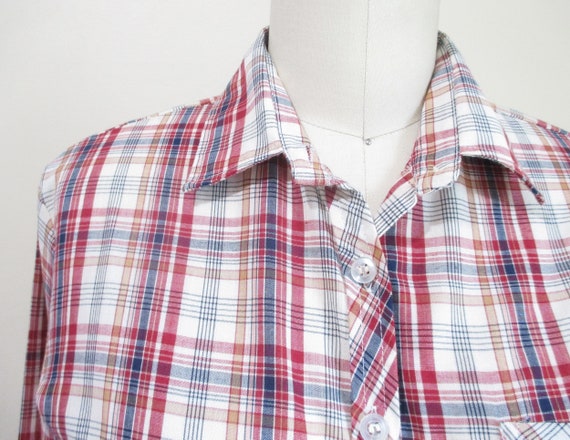 Vintage 1970s Plaid Shirt | Soft and Thin 1970s W… - image 3