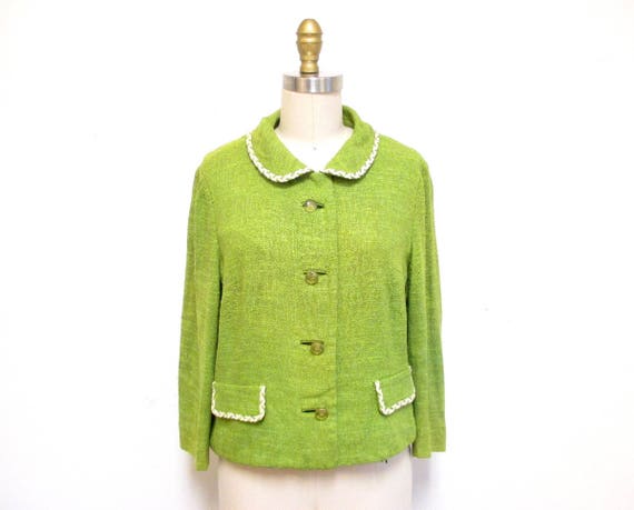 Vintage 1960s Jacket Lime Green Linen 1960s 50s Jacket | Etsy