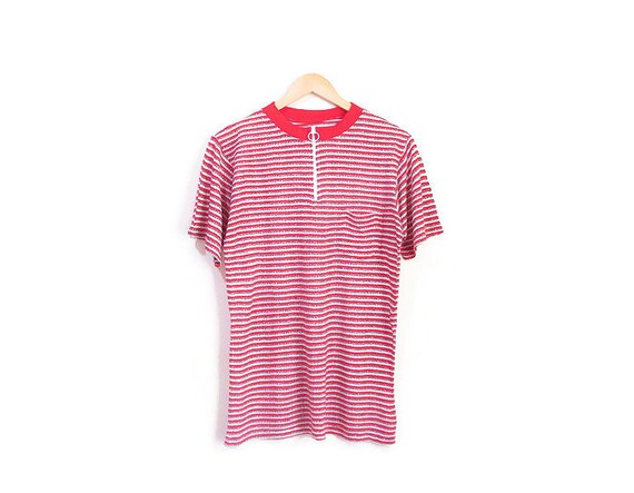 Vintage 1960s Tshirt | Mod Zip Front 1960s 70s Tsh