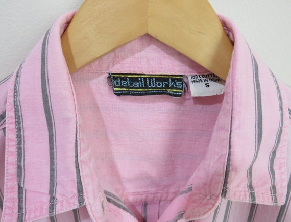 Vintage 80s Shirt | Pink and Black 80s Striped Sh… - image 4