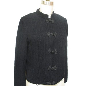 Vintage 1940s Sweater Black Rayon Knit 1940s 30s Cardigan Sweater size medium image 2