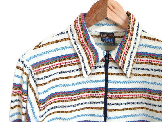 Vintage 1960s Shirt | Striped Novelty Print 1960s