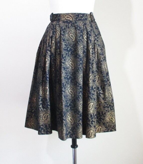 Vintage 1950s Skirt | Metallic Gold and Black Pai… - image 2