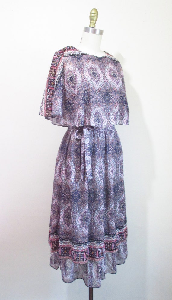 Vintage 1970s Dress | Sheer Floral 1970s Boho Mid… - image 3