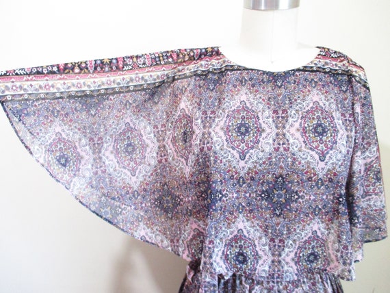 Vintage 1970s Dress | Sheer Floral 1970s Boho Mid… - image 2