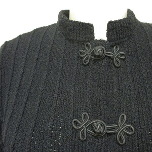 Vintage 1940s Sweater Black Rayon Knit 1940s 30s Cardigan Sweater size medium image 3