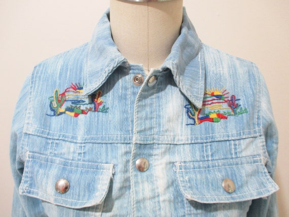 Vintage 1970s Embroidered Jacket | Ombre Denim 19… - image 3