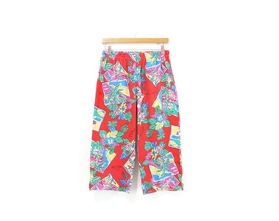 Vintage 80s Tropical Print Capri Pants 